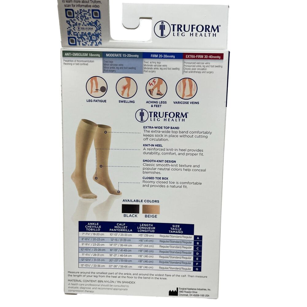 Tru Form Medical Compression Stockings‎ Moderate Beige Size C New In Box - Picture 3 of 3